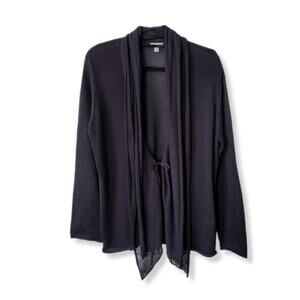 J Jill Black Alpaca Blend Cardigan Sweater L Lagenlook Coastal Minimalist Cozy